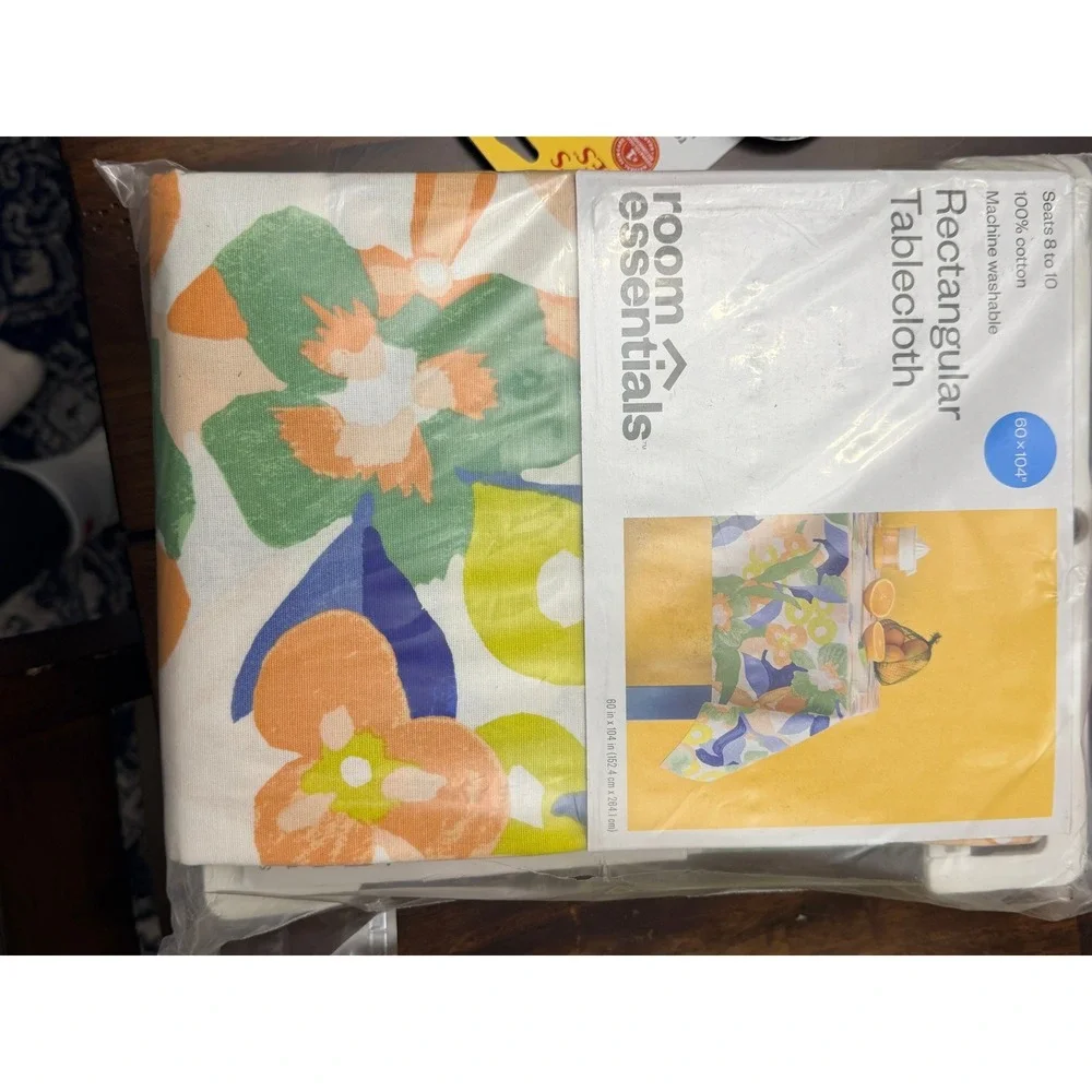 Room Essentials Floral Cotton Rectangular Tablecloth 60x104 Multi Color‎ NEW